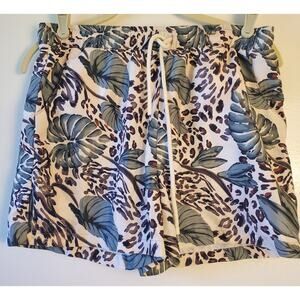 Icon Swim Mens Swim Trunks Size S Tropical Leopard Print Pockets Netted